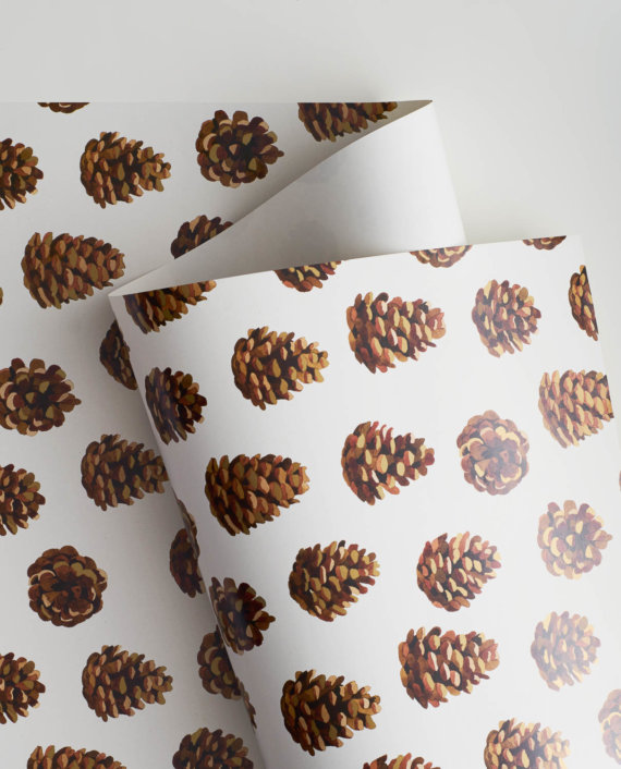Farandole of Pine Cones Gift Wrap