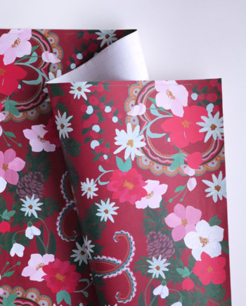 Noël rouge velours Papier Cadeau x3