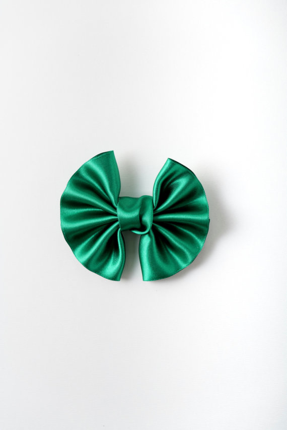 Emerald Satin Winged Bow n°307 (XL)