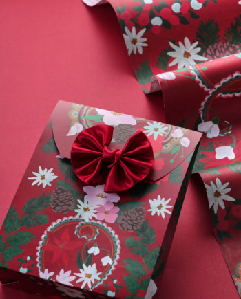 Noël rouge velours Papier Cadeau x3