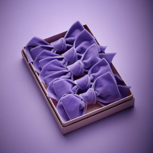 Impression Originale hand made velvet lavender tuxedo Bow in a box