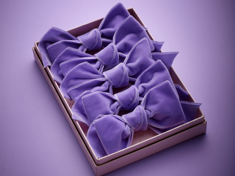 Impression Originale hand made velvet lavender tuxedo Bow in a box