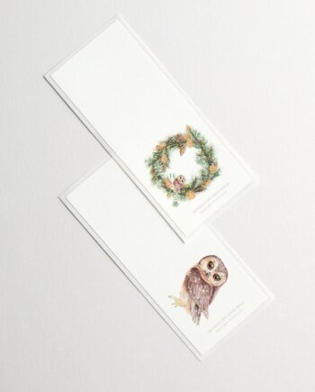 Sticky Gift Tag Evergreen Wreaths - Owl