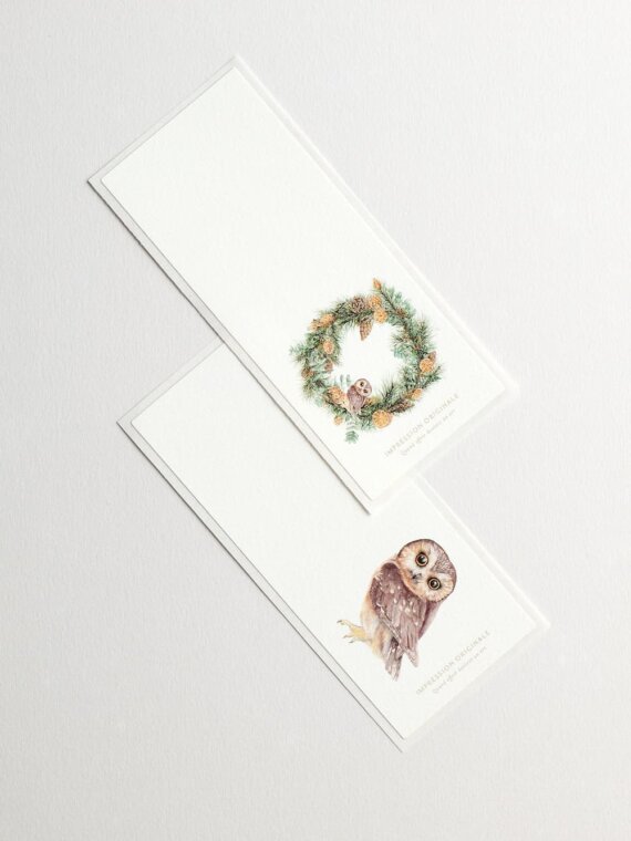 Sticky Gift Tag Evergreen Wreaths - Owl