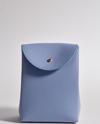 Pochette Cadeau Cuir Bleu Glacier (S)