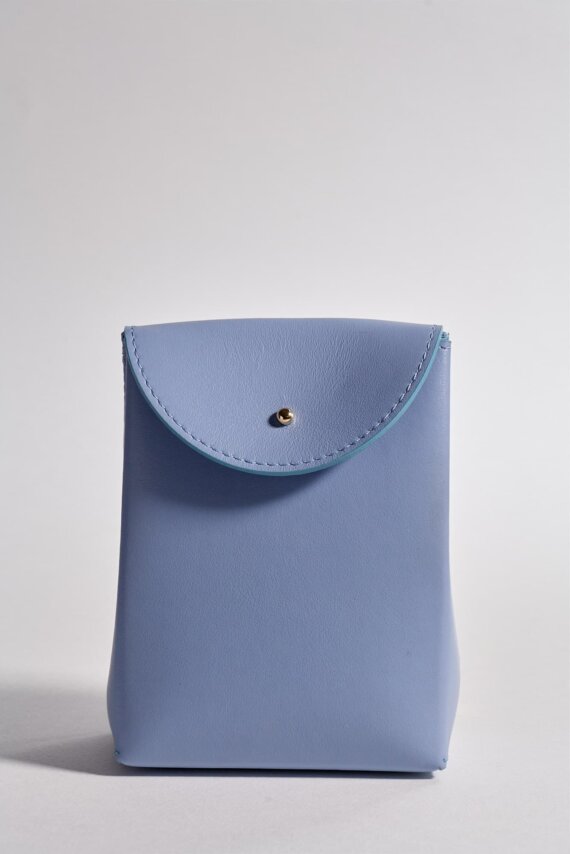 Pochette Cadeau Cuir Bleu Glacier (S)