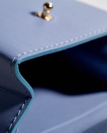 Pochette Cadeau Cuir Bleu Glacier (S)