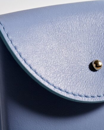 Pochette Cadeau Cuir Bleu Glacier (S)