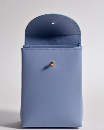 Pochette Cadeau Cuir Bleu Glacier (S)
