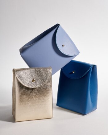 Pochette Cadeau Cuir Bleu (S)