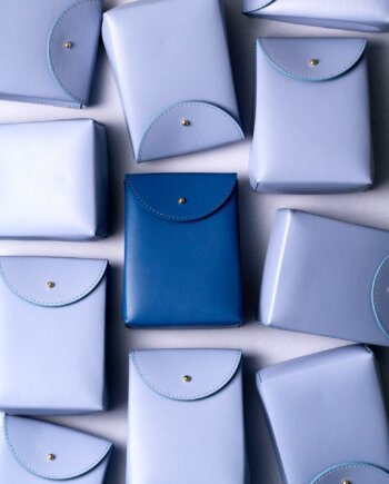 Pochette Cadeau Cuir Bleu (S)