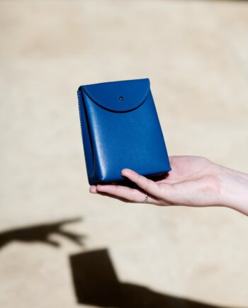 Pochette Cadeau Cuir Bleu (S)